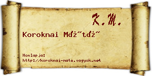 Koroknai Máté névjegykártya