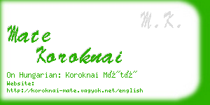 mate koroknai business card